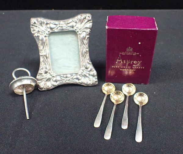 ASPREY: A & Co. FOUR SILVER SALT SPOONS, LONDON 1975