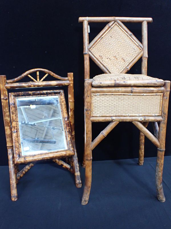 A VICTORIAN BAMBOO FRAMED DRESSING TABLE MIRROR