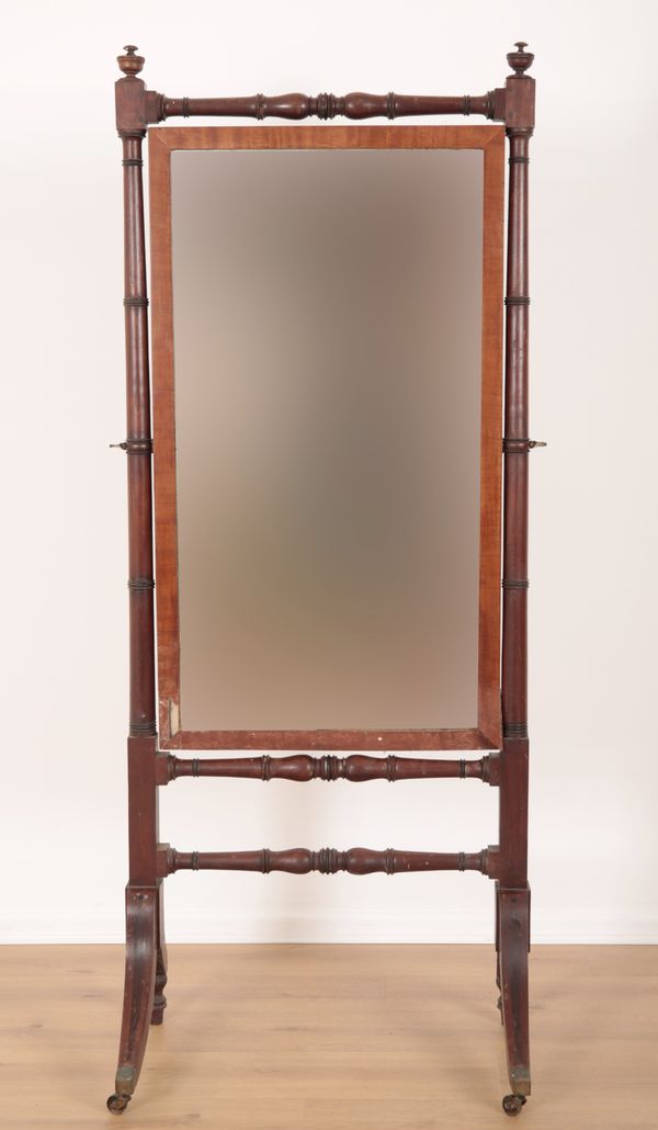 A VICTORIAN MAHOGANY CHEVAL MIRROR