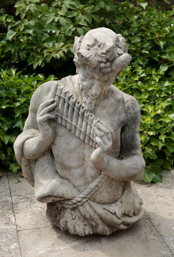 A COMPOSITE STONE FIGURE OF PAN