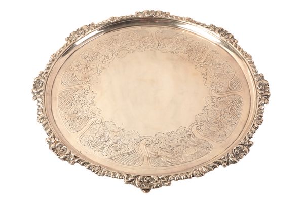 A GEORGE III SILVER CIRCULAR SALVER