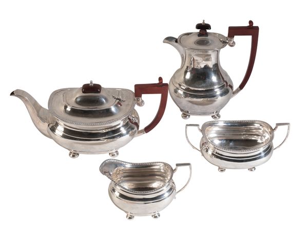 A GEORGE VI SILVER FOUR PIECE TEA SERVICE