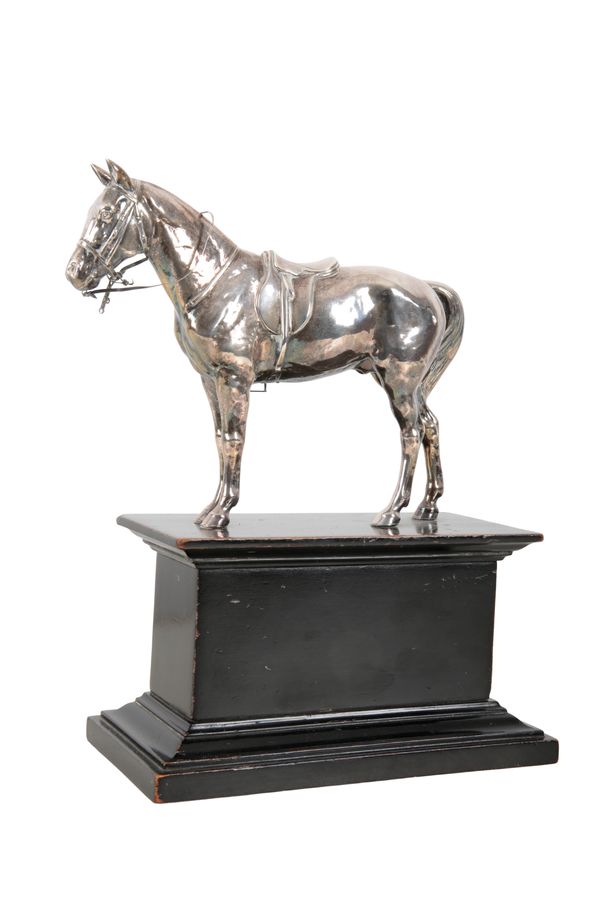 AN EDWARD VII SILVER RACEHORSE STATUETTE