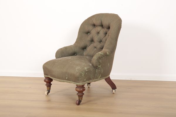 A VICTORIAN WALNUT CHILD'S ARMCHAIR