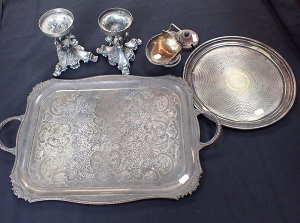 AN ELKINGTON SILVER-PLATED TRAY, ENGINE TURNED