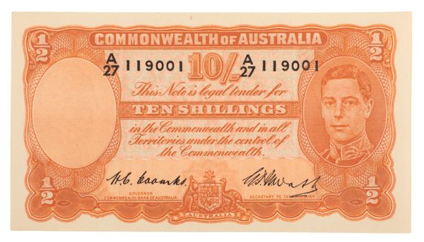 A COMMONWEALTH OF AUSTRALIA TEN SHILLINGS BANK NOTE