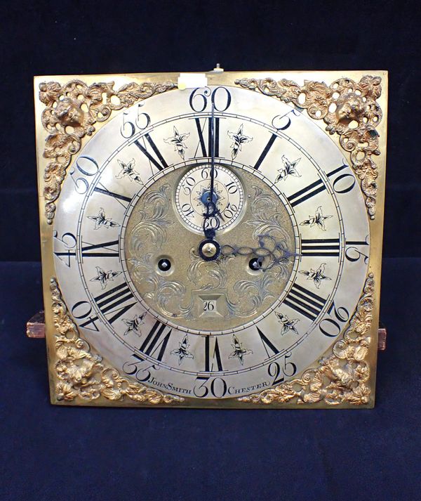 AN EIGHT-DAY LONGCASE CLOCK MOVEMENT, SIGNED JOHN SMITH, CHESTER