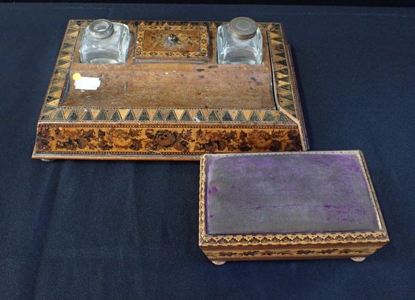 A 19th CENTURY TUNBRIDGE WARE INKSTAND