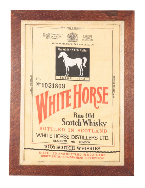 AN ADVERTISING SIGN FOR WHITE HORSE SCOTCH WHISKY