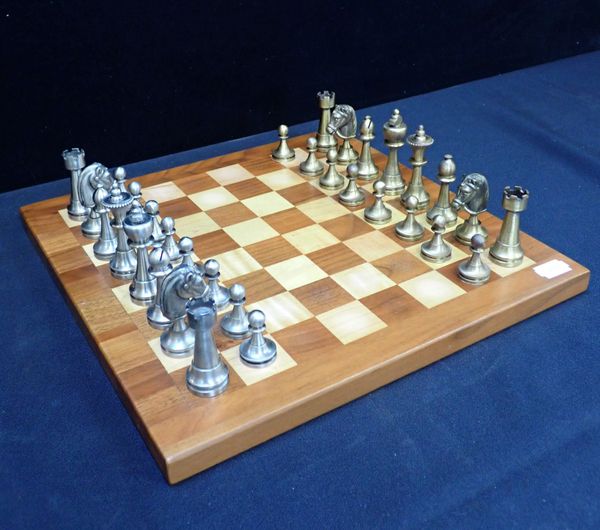 CHESS SET, BRASS AND STEEL