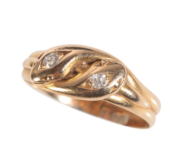 A VICTORIAN 18CT GOLD DIAMOND SNAKE RING