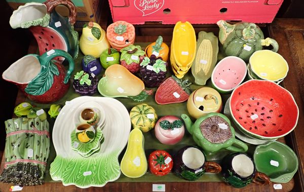 A COLLECTION OF NOVELTY  FRUIT AND VEGETABLE CERAMICS