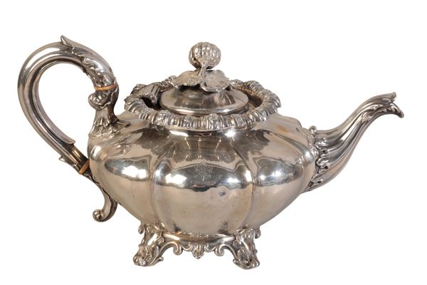 A WILLIAM IV SILVER TEAPOT