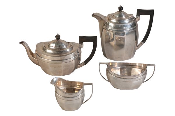 A GEORGE V SILVER THREE PIECE TEA SERVICE