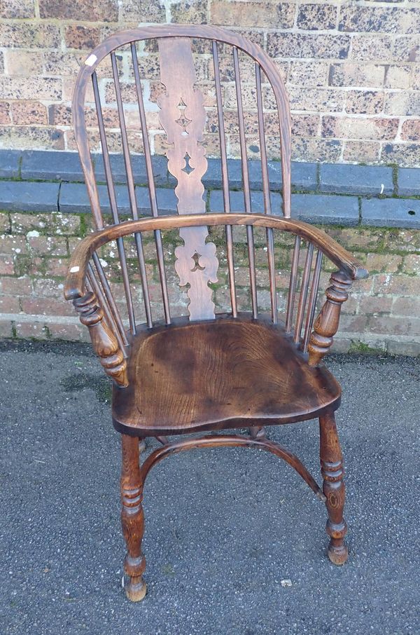 AN ELM AND ASH WINDSOR ARMCHAIR