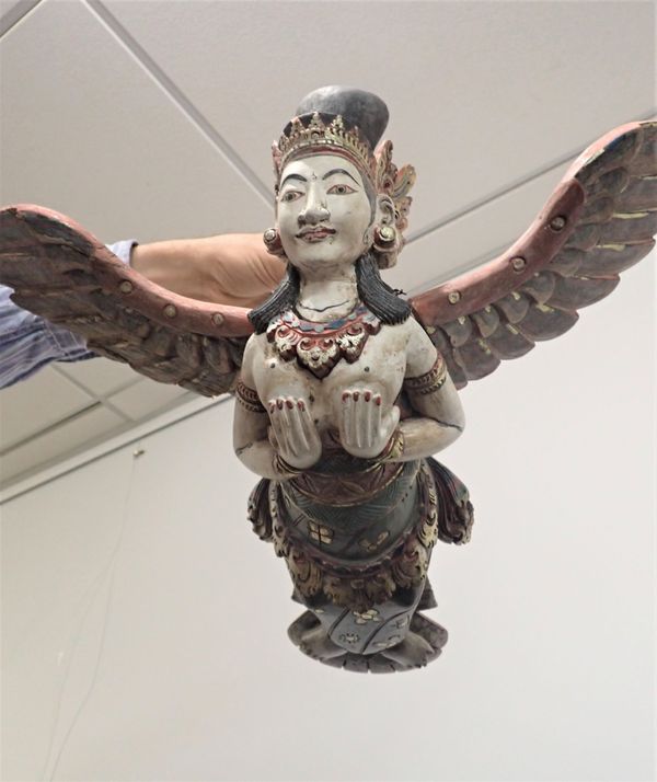 A CARVED WOOD  THAI WINGED ANGEL