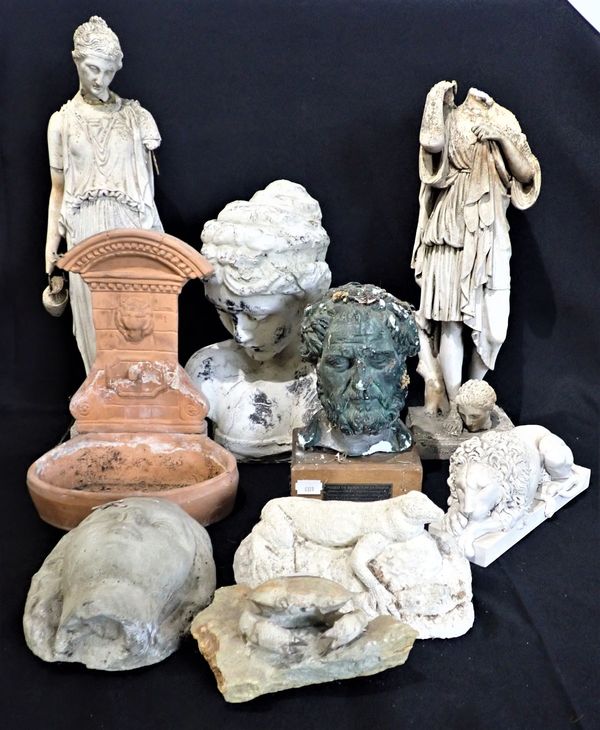 A COLLECTION OF PLASTER AND COMPOSITION FIGURES