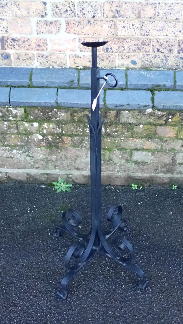 A WROUGHT IRON LAMP STAND