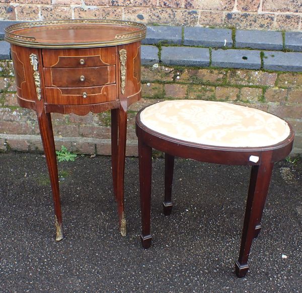 A LOUIS XV STYLE OVAL BEDSIDE TABLE