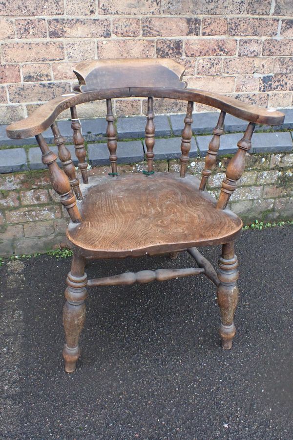 A BEECH AND ELM SMOKER'S BOW CHAIR