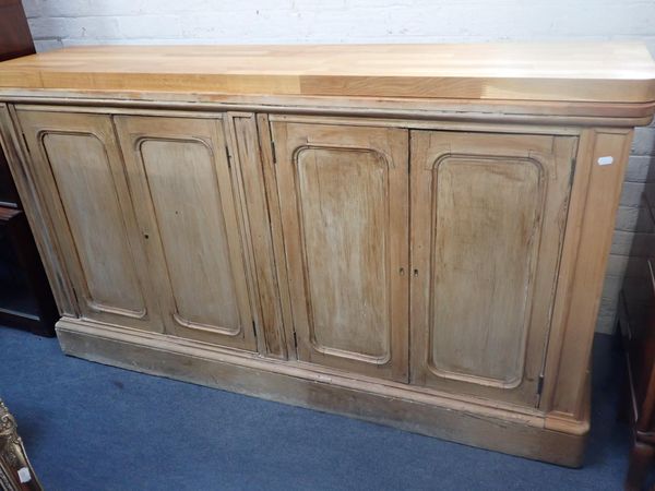 A VICTORIAN STRIPPED PINE DRESSER/BOOKCASE BASE