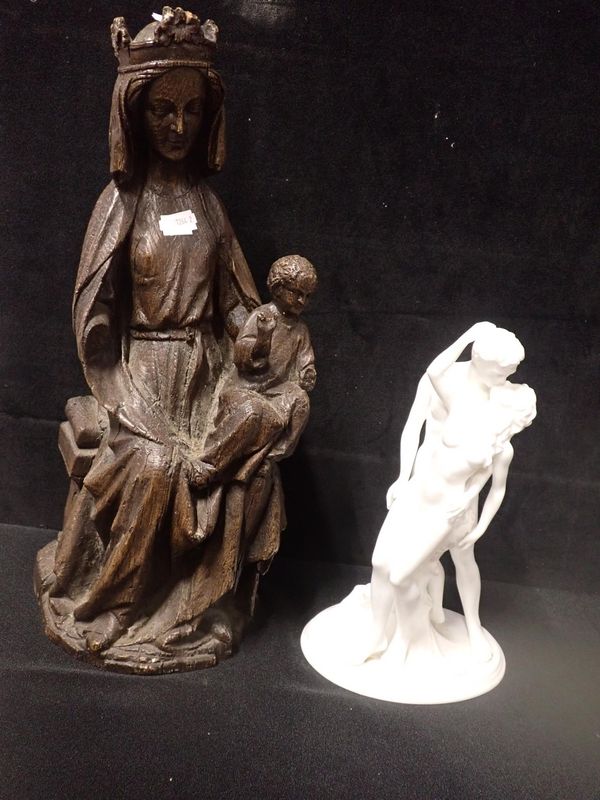 A GOTHIC STYLE VIRGIN AND CHILD FIGURE