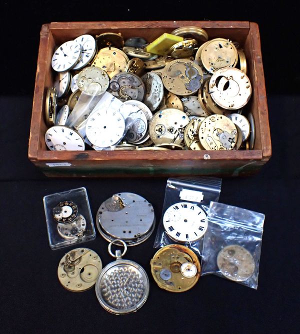 A QUANTITY OF VARIOUS POCKET WATCH MOVEMENTS AND DIALS