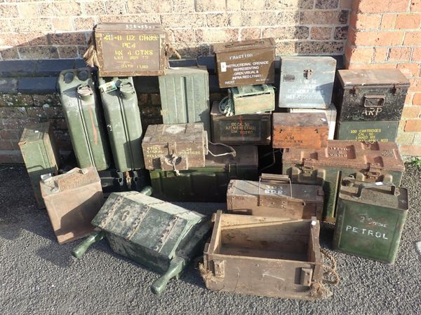 A COLLECTION OF MILITARY AMMUNITION BOXES