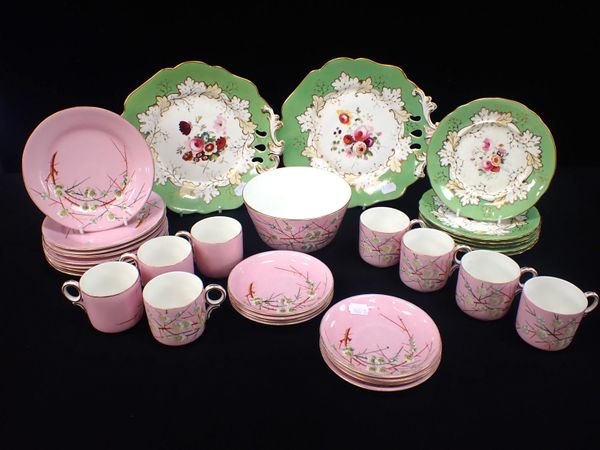 A VICTORIAN TEA SERVICE DECORATED WITH BLOSSOM