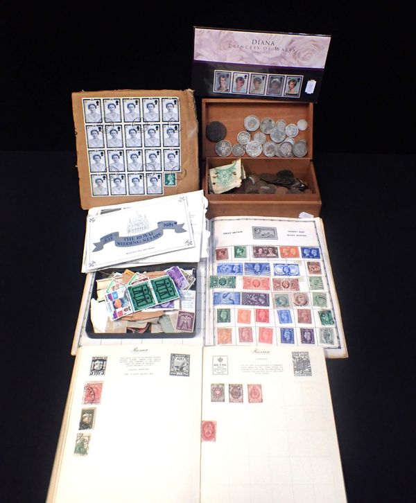 A COLLECTION OF STAMPS AND COINS