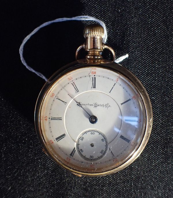 A GOLD-PLATED HAMPDEN WATCH Co POCKET WATCH