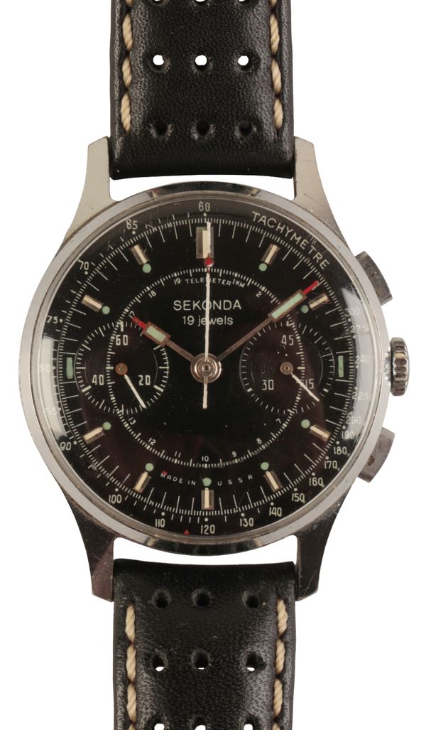 SEKONDA POLJOT CHRONOGRAPH: A GENTLEMAN'S STAINLESS STEEL WRISTWATCH