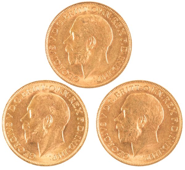 THREE 1911 GEORGE V GOLD SOVEREIGNS