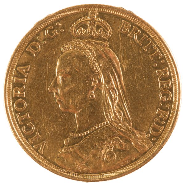 AN 1887 QUEEN VICTORIA £2 GOLD COIN