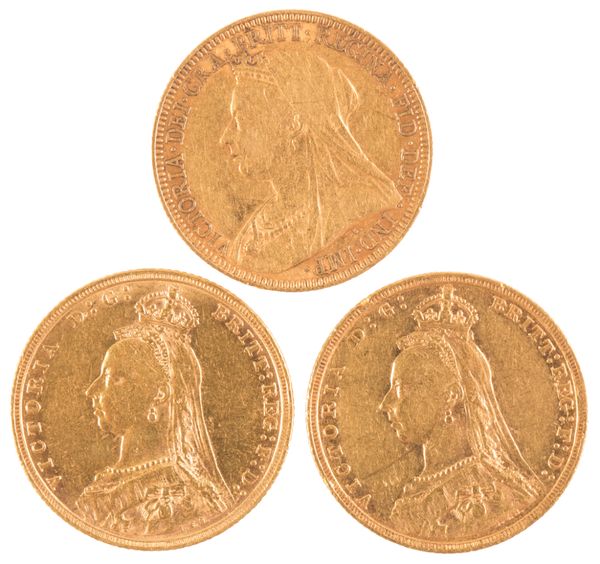 THREE 1893 QUEEN VICTORIA GOLD SOVEREIGNS