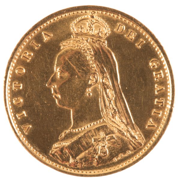 AN 1887 QUEEN VICTORIA GOLD HALF SOVEREIGN