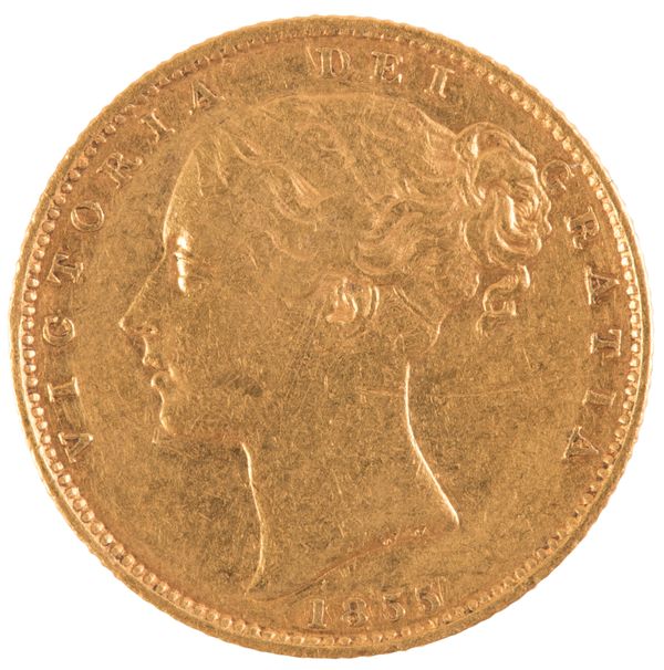 AN 1855 QUEEN VICTORIA GOLD SOVEREIGN