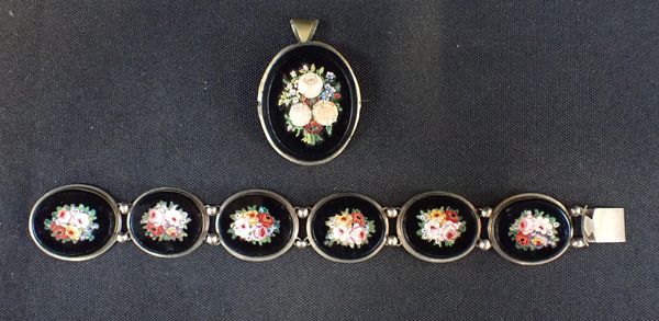 A MICRO MOSAIC BRACELET, AND SIMILAR BROOCH