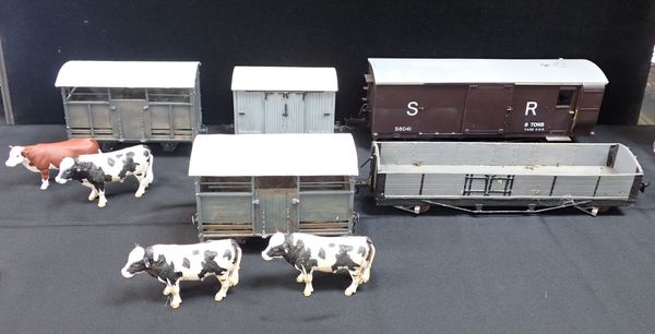 FIVE 32 mm GAUGE NARROW GAUGE GOODS WAGONS