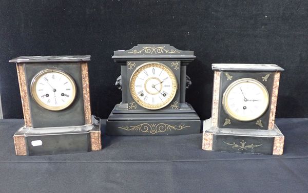 A SLATE-CASED CLOCK WITH FRENCH MOVEMENT