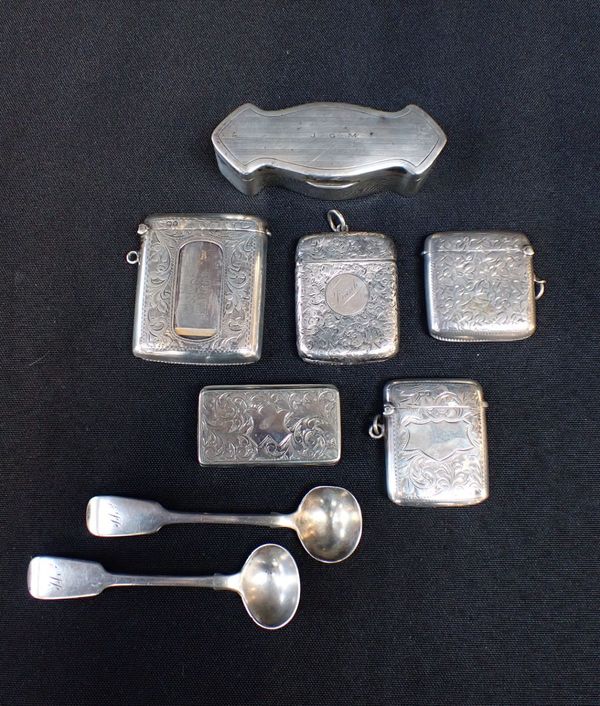 A COLLECTION OF SILVER AND UNMARKED  VESTA CASES