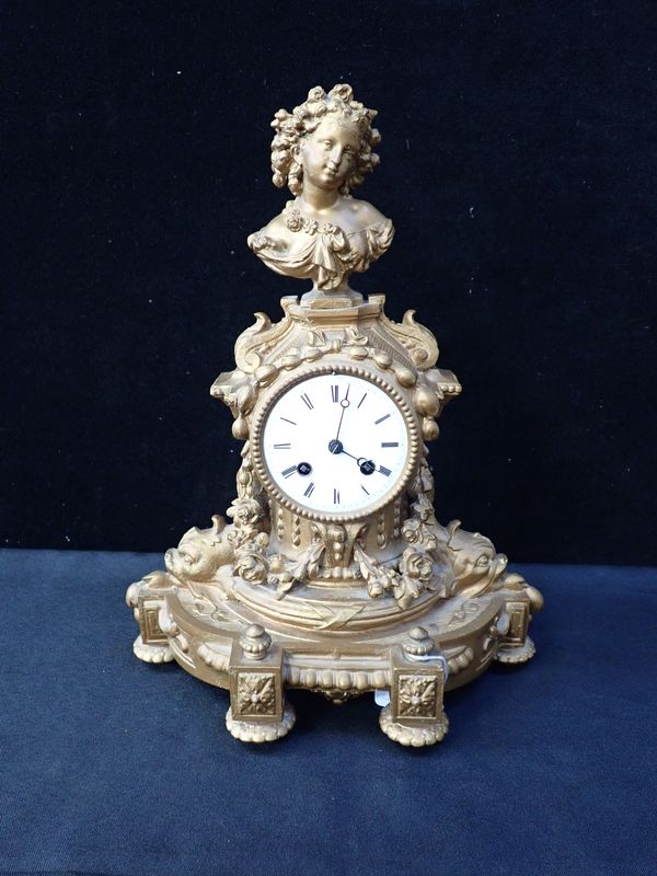 A FRENCH SPELTER MANTEL CLOCK, MARTI & Cie