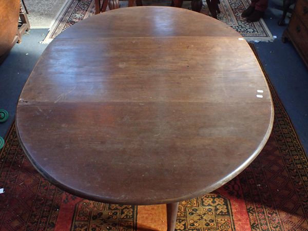 A GEORGE II MAHOGANY DROP-LEAF OVAL TABLE