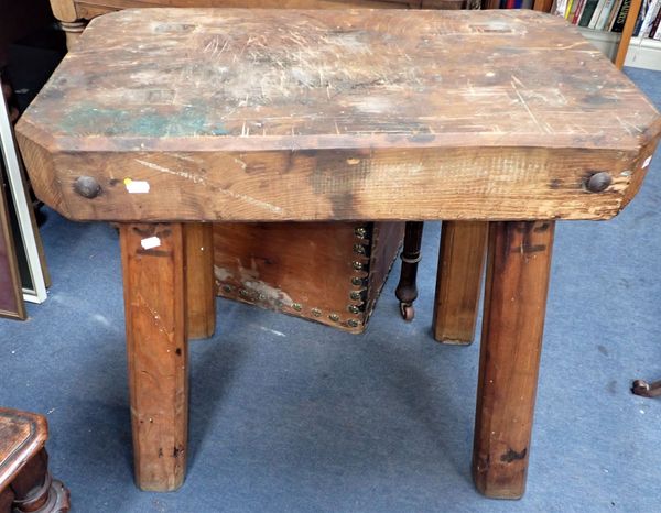 A 19TH CENTURY BUTCHERS BLOCK