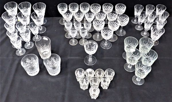 A QUANTITY OF CUT WINE GLASSES