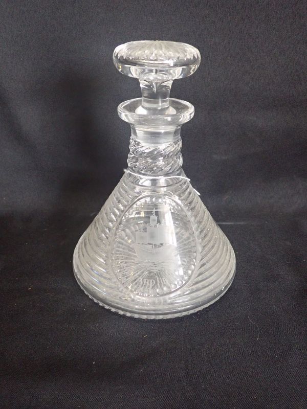 A GEORGE III STYLE CUT-GLASS SHIP'S DECANTER