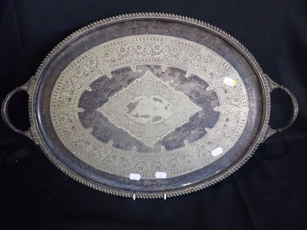 A SILVER PLATED SERVING TRAY