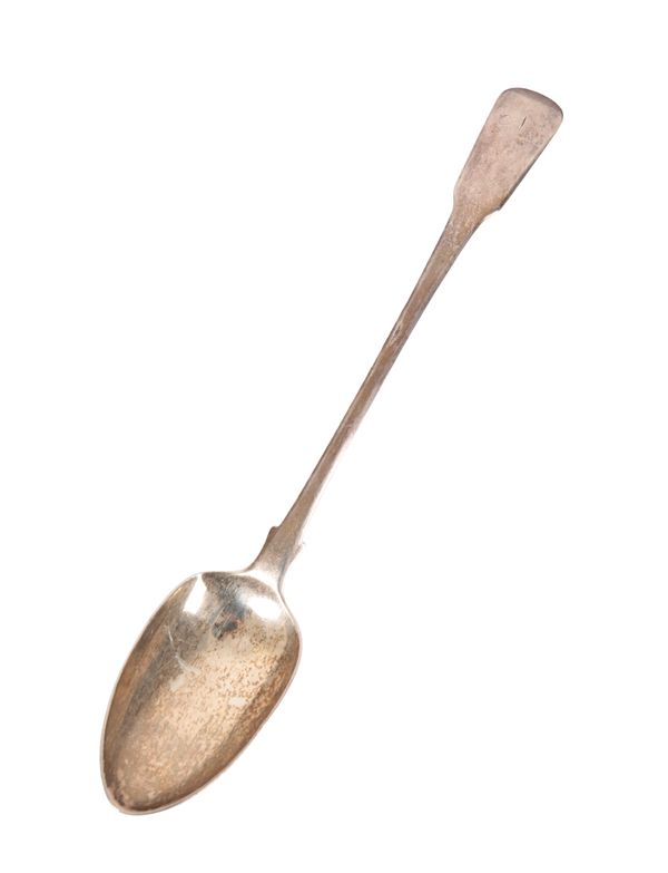 A GEORGE III SILVER FIDDLE PATTERN BASTING SPOON