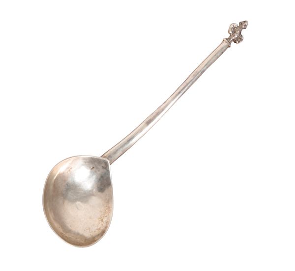 A 17TH CENTURY WHITE METAL SPOON, POSSIBLY SWEDISH