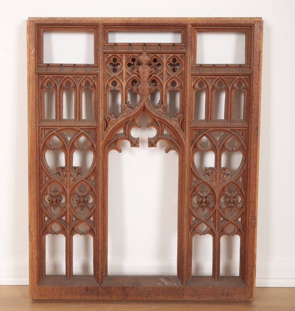 A FINELY CARVED OAK GOTHIC PANEL